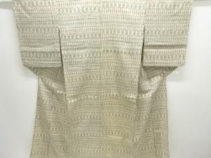 アンティーク　抽象模様織出し本場結城紬単衣着物（ちぢみ）